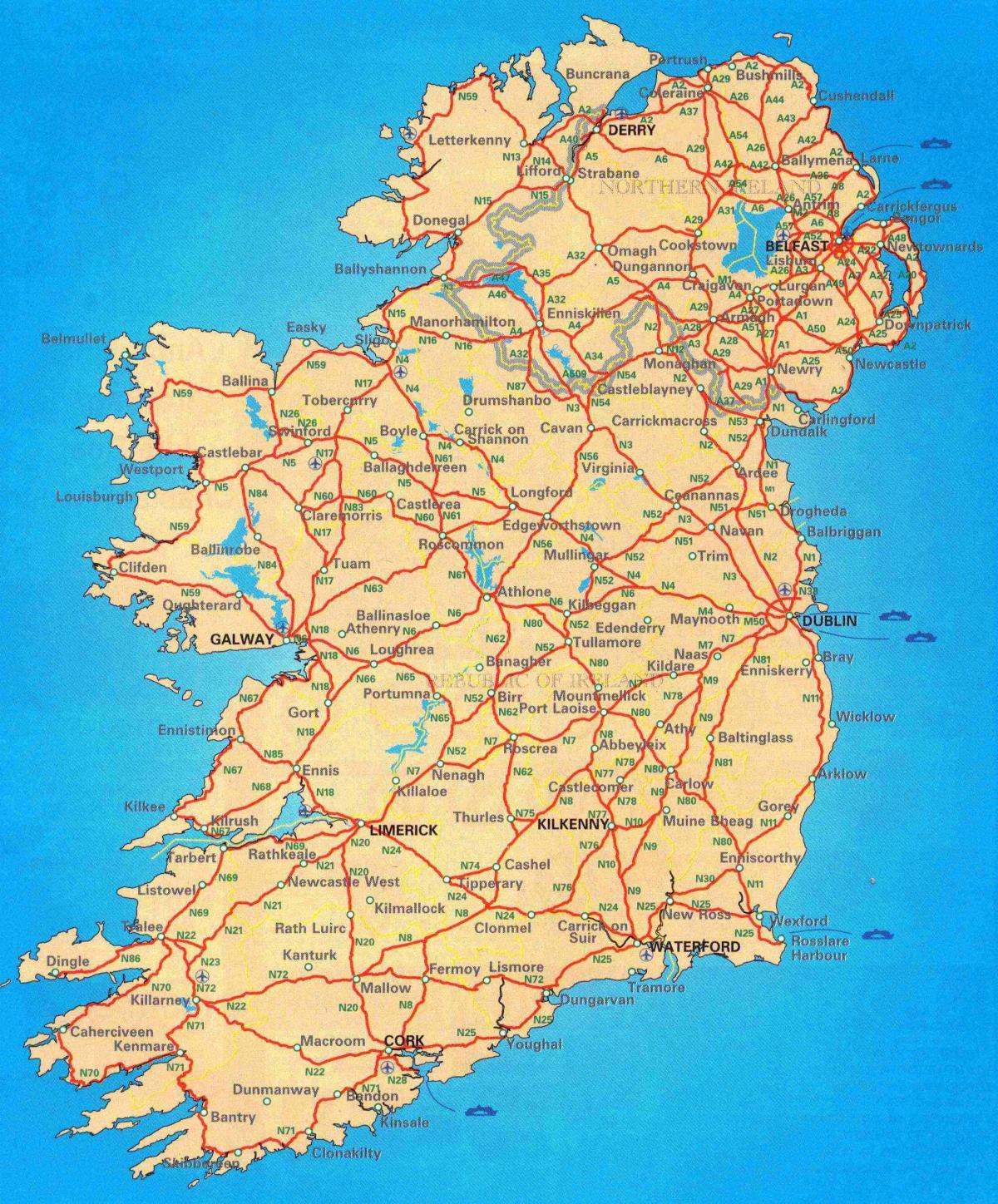 무료 도로의 지도 아일랜드