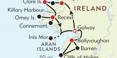 지도의 서쪽 해안의 아일랜드 